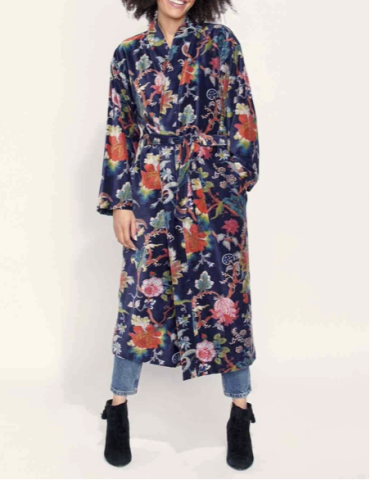 Kimono long velours Pati Blue