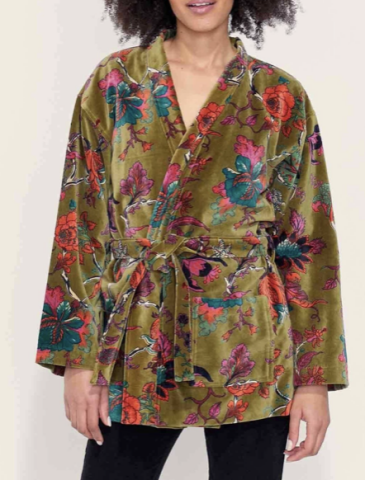 Kimono court  velours Pati Kaki