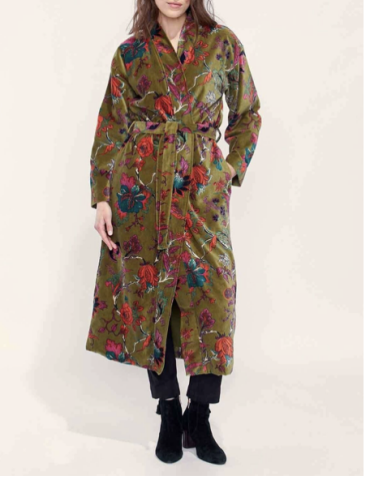 Kimono long velours Pati Kaki
