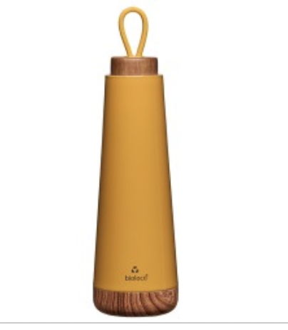 Gourde isotherme bois et mtal  Mustard