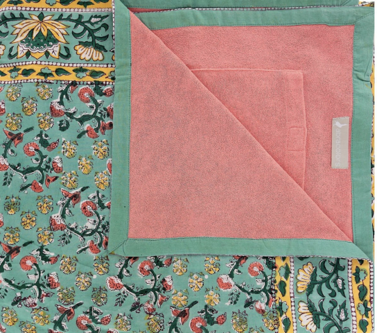Serviette paro  fleurs Version Vert menthe