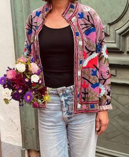 Veste suzani velours mauve