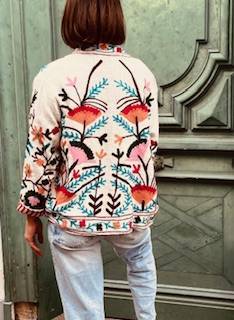 Veste suzani coton blanc tiss